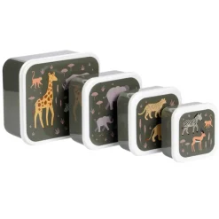 New A Little Lovely Company Charlie Lunch & Snack Box savanna