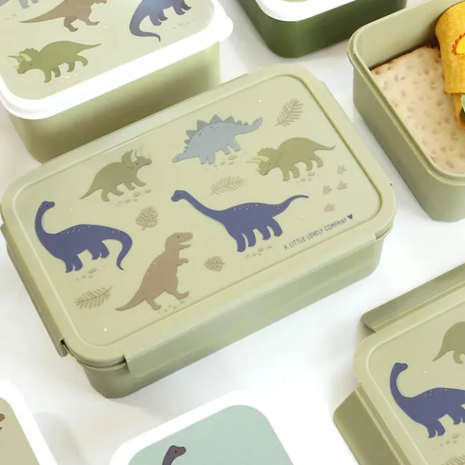 New A Little Lovely Company Robin Bento Lunchbox dinosaurs