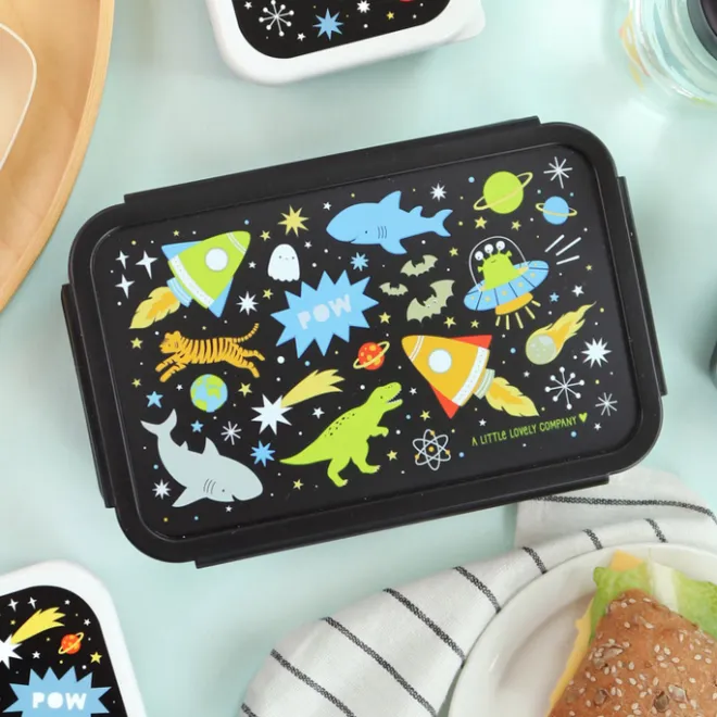 New A Little Lovely Company Robin Bento Lunchbox galaxy