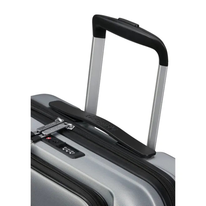 Discount American Tourister Flashline Spin. 55/20 Frontloader Cabin Trolley sky silver