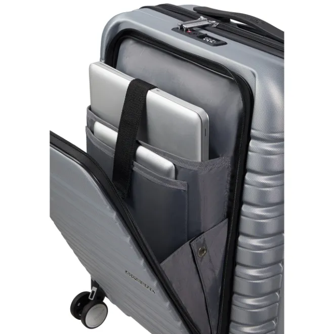 Discount American Tourister Flashline Spin. 55/20 Frontloader Cabin Trolley sky silver