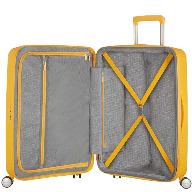 Best American Tourister Soundbox Spinner 77 Expandable golden yellow