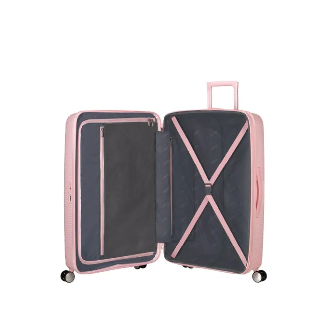 Clearance American Tourister Soundbox Spinner 77/28 TSA Expandable pastel pink