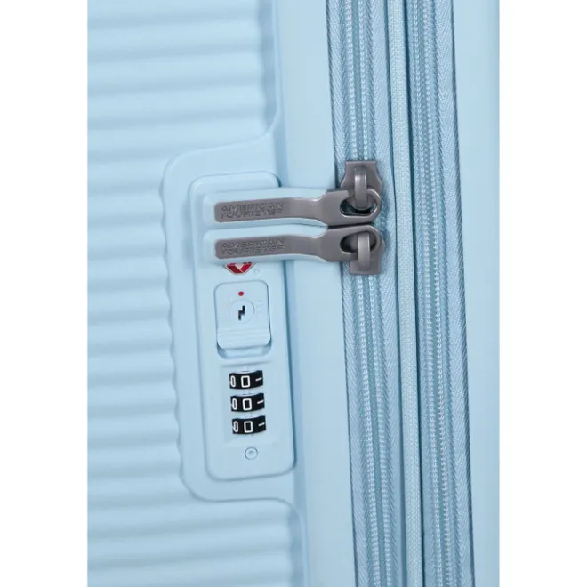 Outlet American Tourister Soundbox Spinner 67/24 TSA Expandable pastel blue