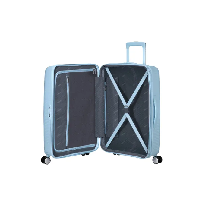 Outlet American Tourister Soundbox Spinner 67/24 TSA Expandable pastel blue