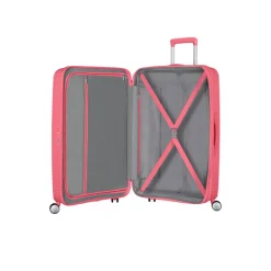 New American Tourister Soundbox Spinner 77 Expandable sun kissed coral