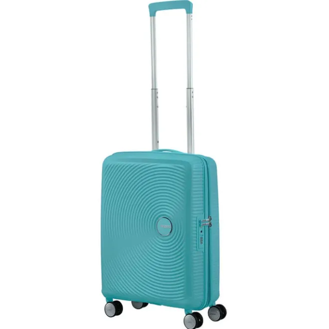New American Tourister Soundbox Spinner 55 Expandable turquoise tonic