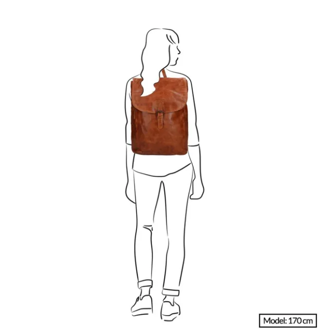 Online Bear Design Cow Lavato Backpack cognac