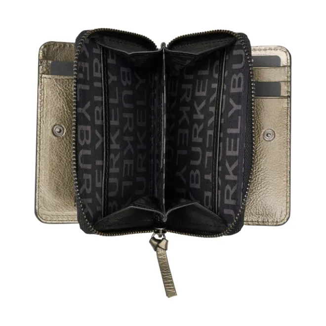 New Burkely Creased Crystal Double Flap Wallet gun metal