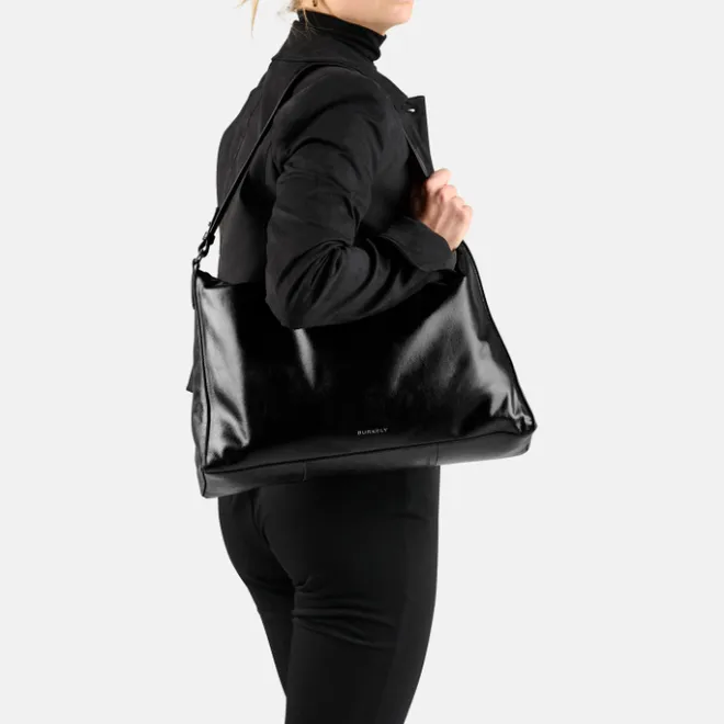 Clearance Burkely Creased Crystal Wide Hobo black