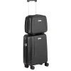 Sale CarryOn Skyhopper 4 Wiel Trolley 55 + Beautycase Set black