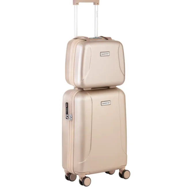 Best CarryOn Skyhopper 4 Wiel Trolley 55 + Beautycase Set champagne