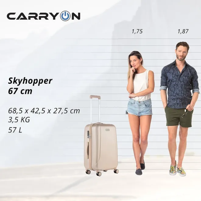 Best CarryOn Skyhopper 4-Delige Kofferset Beautycase/S/M/L champagne