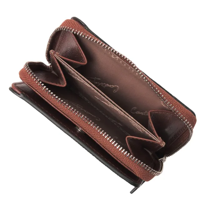 Sale Castelijn & Beerens Donna Damesportemonnee Ritsvak 4 Pasjes RFID cognac