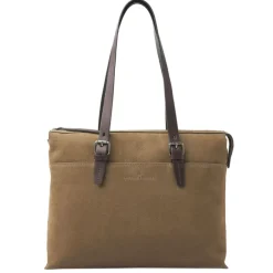 Online Castelijn & Beerens Nubuck Schoudertas 15.6" RFID taupe