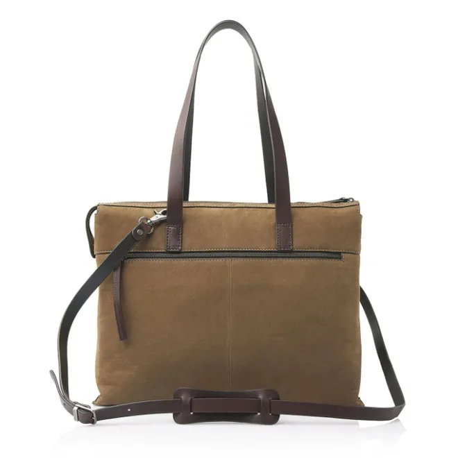 Online Castelijn & Beerens Nubuck Schoudertas 15.6" RFID taupe