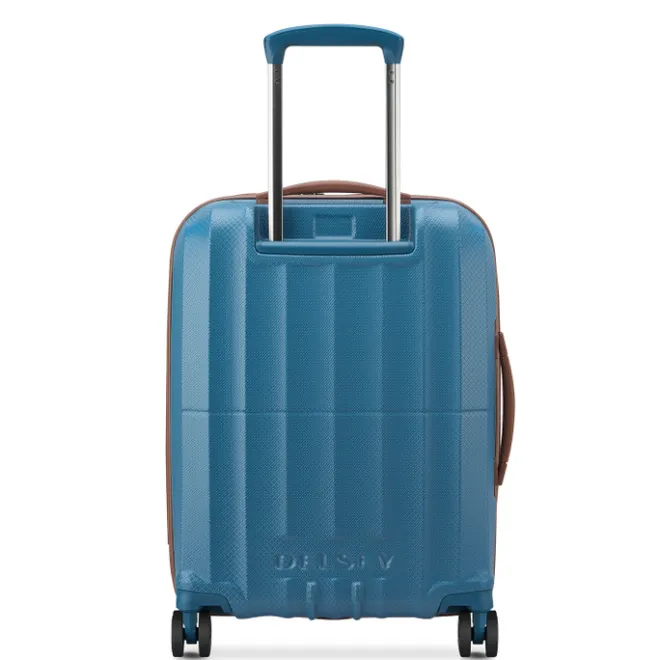 Clearance Delsey St Tropez 4 Double Wheels Slim Cabin Trolley 55 blue