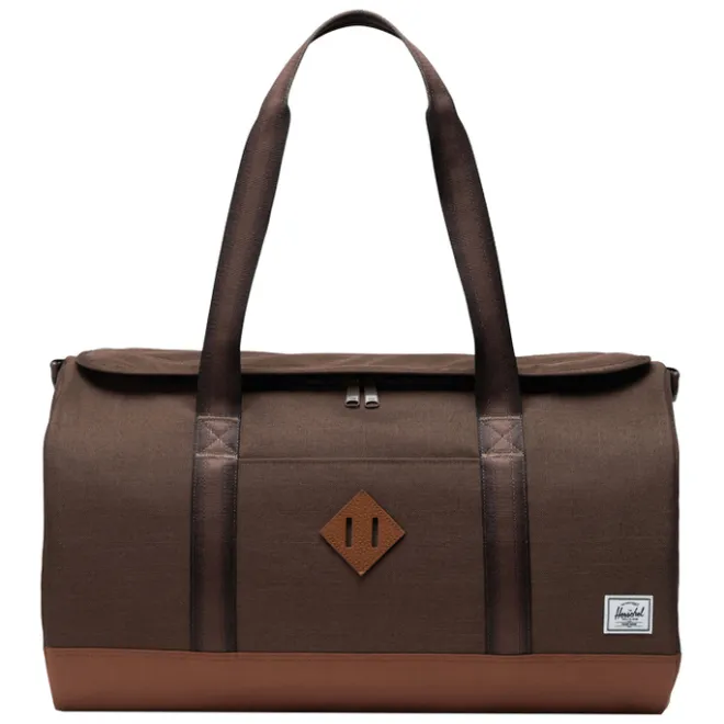 New Herschel Supply Co. Heritage Duffel chocolate brown crosshatch/sadle brown