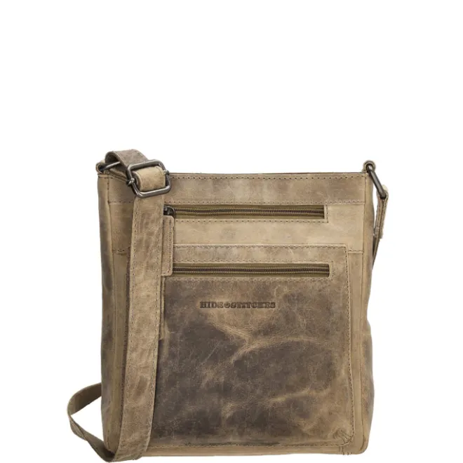 Outlet Hide & Stitches Idaho Dusk Schoudertas donkerzand