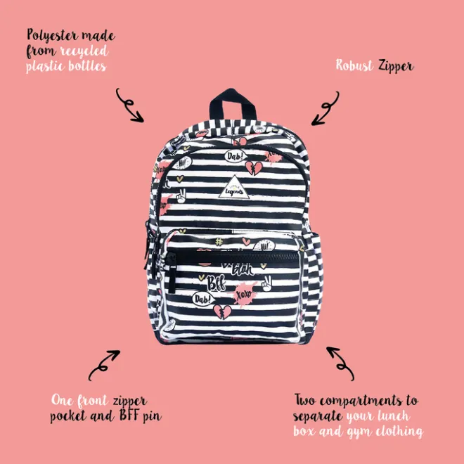 Outlet Little Legends BFF Backpack L zwart/wit/roze