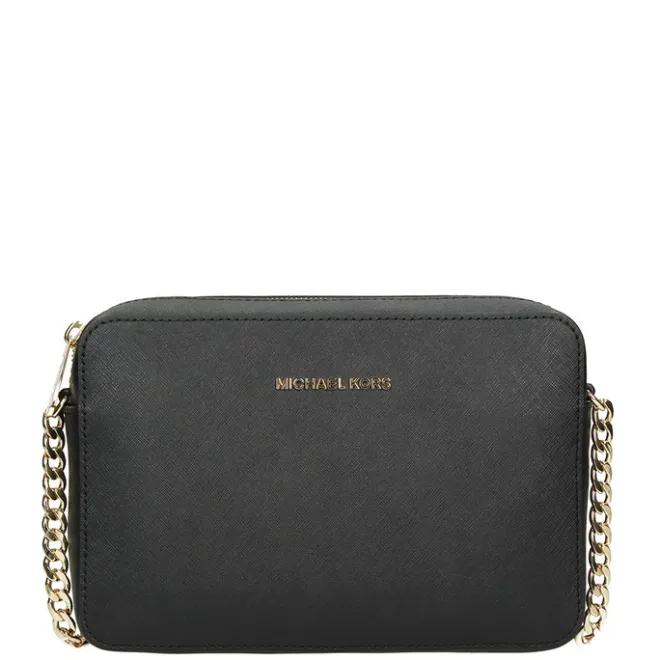 Best Michael Kors Jet Set Lg Crossbody Golden Chain Bag black