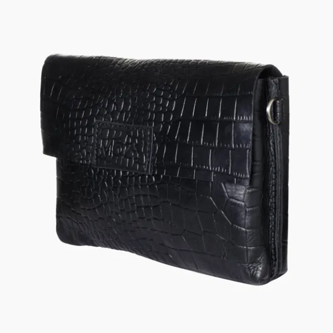 New Mozz Luieretui Crossbody croco zwart