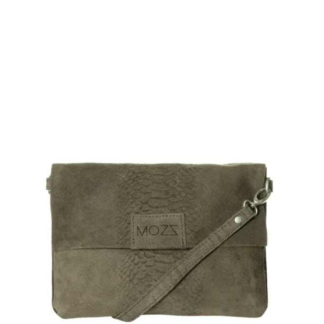 New Mozz Luieretui Crossbody Suede snake olive