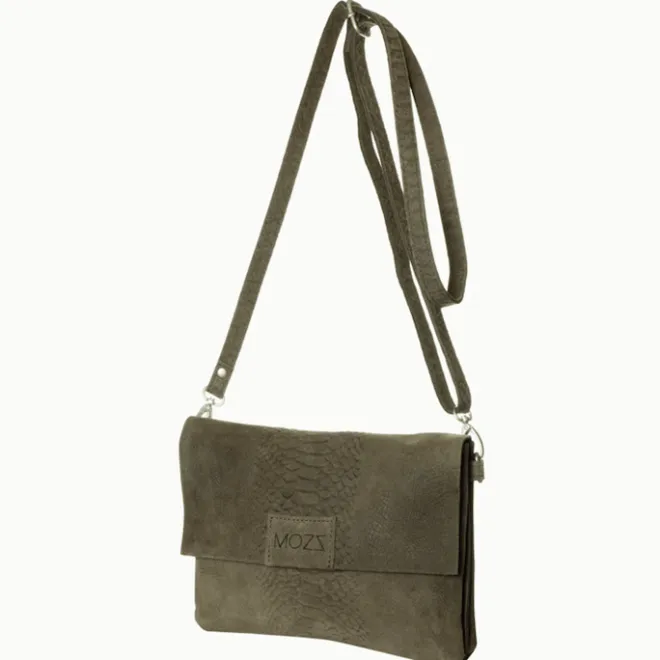 New Mozz Luieretui Crossbody Suede snake olive