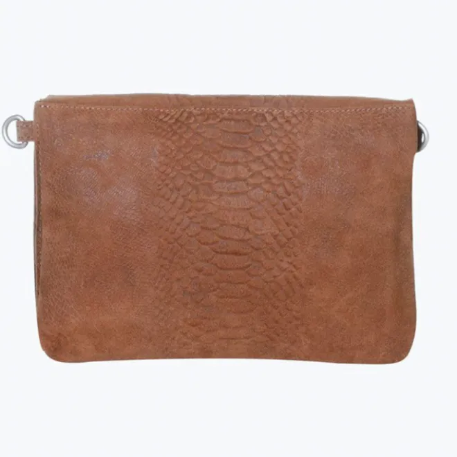 Outlet Mozz Luieretui Crossbody Suede snake cognac