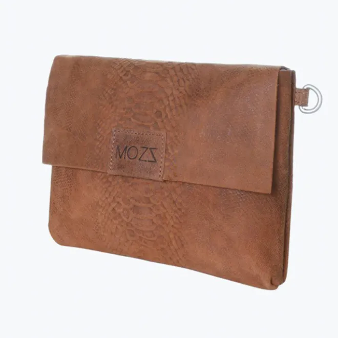 Outlet Mozz Luieretui Crossbody Suede snake cognac