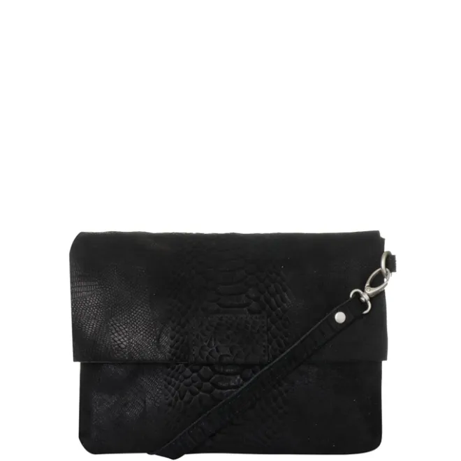 Discount Mozz Luieretui Crossbody Suede snake zwart