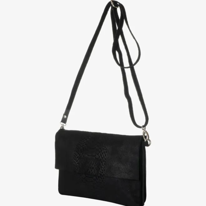 Discount Mozz Luieretui Crossbody Suede snake zwart