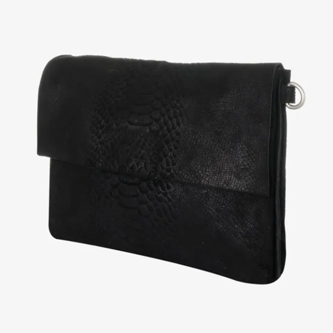 Discount Mozz Luieretui Crossbody Suede snake zwart