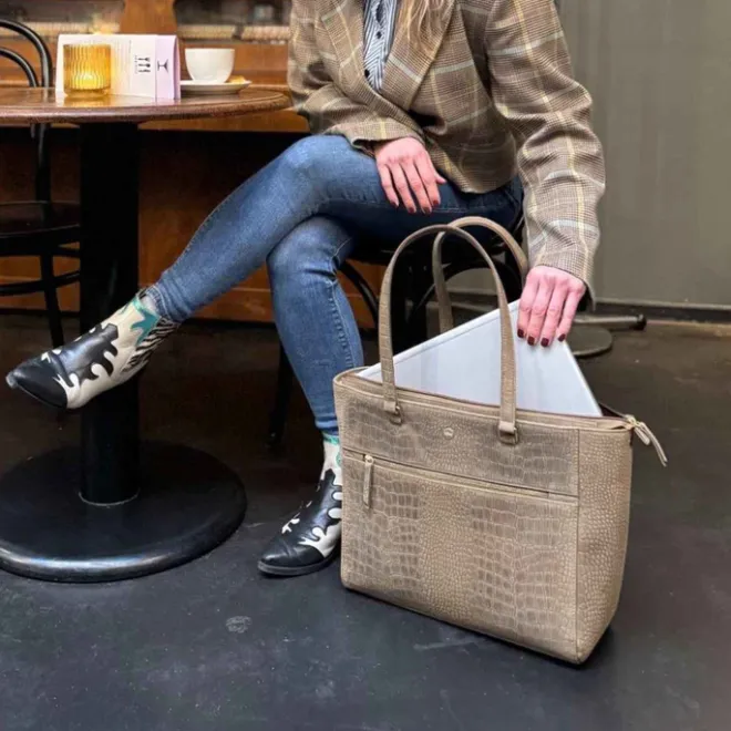 Best MOSZ MÔSZ Viona Croco Laptopbag 15.6" taupe