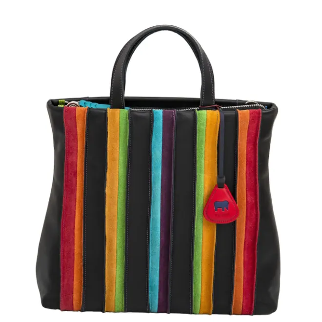 Clearance Mywalit Laguna Large Leather and Suede Shopper black