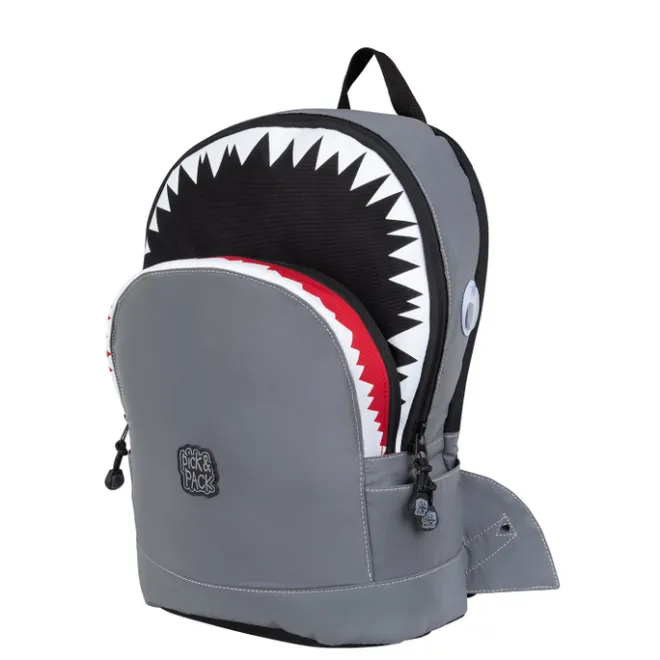 Best Pick & Pack Shark Shape Backpack M visible grey
