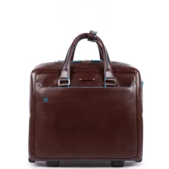 Clearance Piquadro Black Square Briefcase with wheels brown