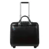 Best Piquadro Black Square Briefcase with wheels 2 compartments black