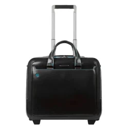 Best Piquadro Black Square Briefcase with wheels 2 compartments black