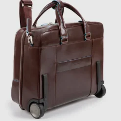 Best Piquadro Black Square Briefcase with wheels 2 compartments black