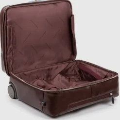 Best Piquadro Black Square Briefcase with wheels 2 compartments black