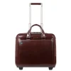 Best Piquadro Black Square Briefcase with wheels 2 compartments brown