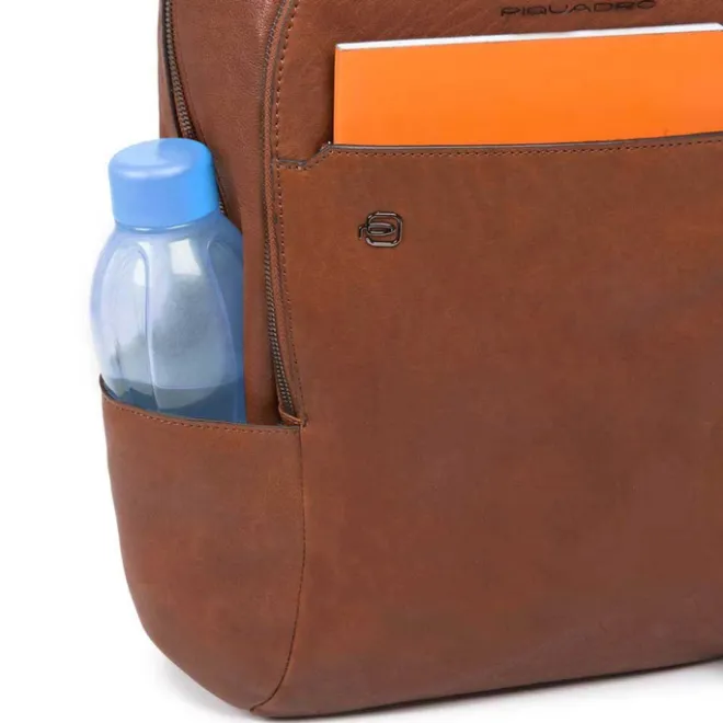 Best Piquadro Black Square Computer Backpack with iPad Compartment tobacco