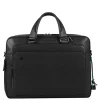 Best Piquadro Black Square Portfolio Computer Briefcase with iPad Compartment black