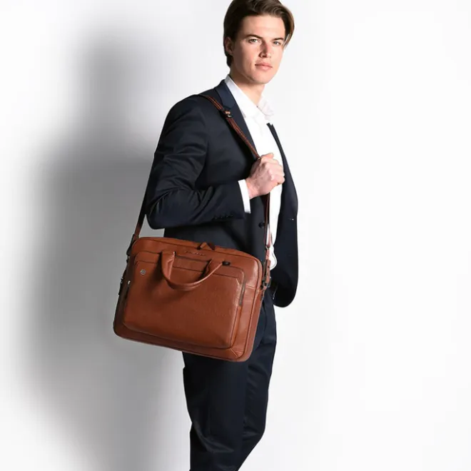 Best Piquadro Black Square Portfolio Computer Briefcase with iPad Compartment black
