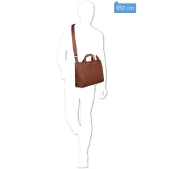 New Piquadro Black Square Small Expandable Computer Bag 15.6" tobacco