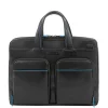 Best Piquadro Blue Square Computer Portfolio Briefcase 14'' black