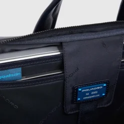 Best Piquadro Blue Square Computer Portfolio Briefcase 14'' black