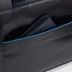Best Piquadro Blue Square Computer Portfolio Briefcase 14'' black
