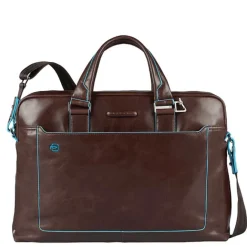 Best Piquadro Blue Square Computer Portfolio Briefcase 15'' mahogany